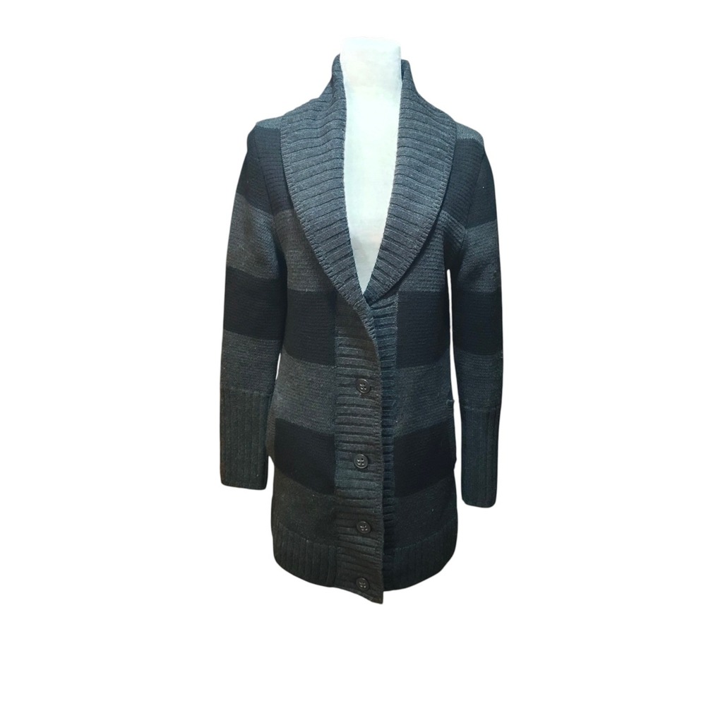 Smartwool Striped Merino Wool Cardigan Shawl Collar Long Sweater Womens Medium